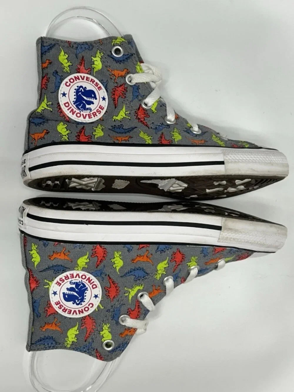 Converse•DINOVERSE•Chuck Taylor All Star Hi Tops•Junior Size 1 EUC Dinosaurs